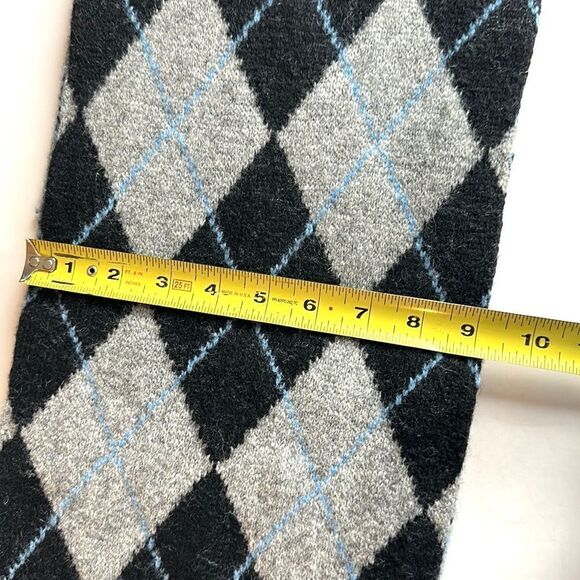 NWT Club Room Wool Blend Blue Gray Argyle Long Chunky Scarf Men’s Women’s - Picture 11 of 11